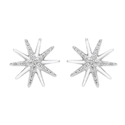 0.21 CT. T.W. Sterling Silver Diamond Starburst Pendant & Earring Set
