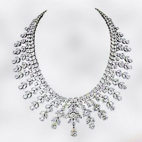 DIAMOND NECKLACE OVER 150 CT DIAMONDS PEAR DROP 2.82 CT PLATINUM