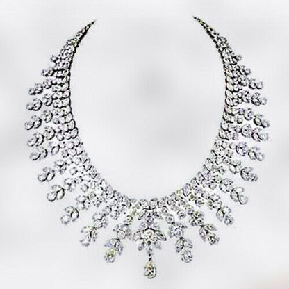 DIAMOND NECKLACE OVER 150 CT DIAMONDS PEAR DROP 2.82 CT PLATINUM