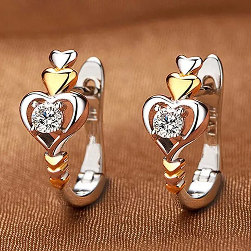 2021 New Arrival Creative Love Heart-Shaped Earrings, Beautiful Women'S Diamond