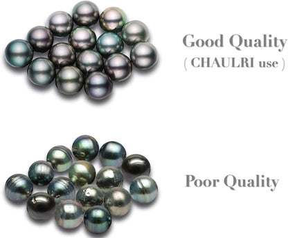CHAULRI Infinity Earrings AAA Quality Genuine Tahitian Black Pearl 8-9Mm 18K Gol