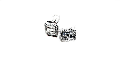 diamond earring straight baguette invisible set round diamond earring