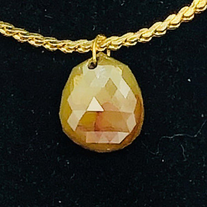 3.43Cts Bi-Color Diamond Briolette 18K Pendant | 8X7Mm |