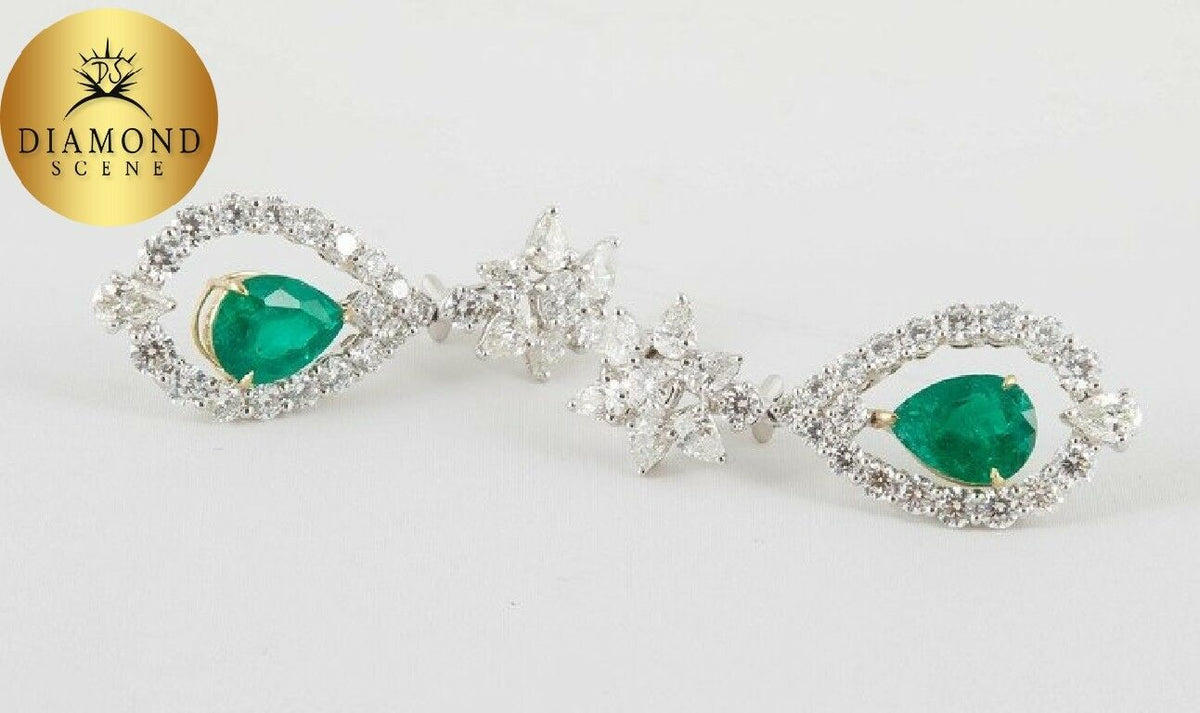 Classic Colombian Emerald Diamond Drop Earrings