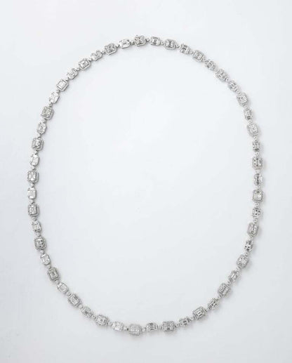 Emerald Cut Long Diamond Illusion Set Necklace and Bracelet Set