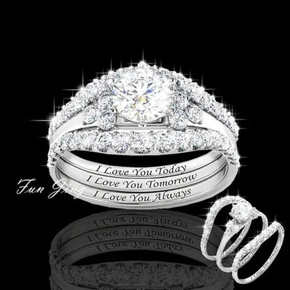 3Pcs / Set Classic Bright Woman Fashion Diamond Jewelry Exquisite 925 Sterling S
