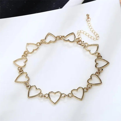 Simple Metal Heart Shape Choker Necklace for Women Fashion Elegant Geometric Col