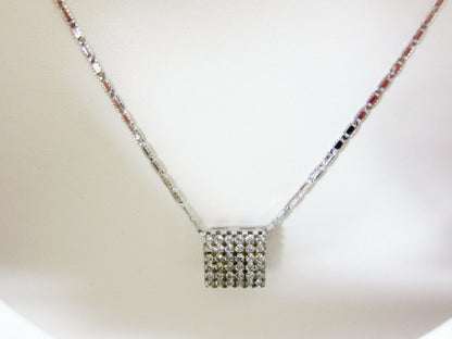 DIAMOND 36 STONE ROUND .70 CT SHAPE FLAT PRONG SET SQUARE PENDANT WITH CHAIN