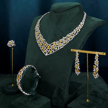 Luxury Elegant Bridal Necklace Set for Women Cubic Zirconia Wedding Jewelry