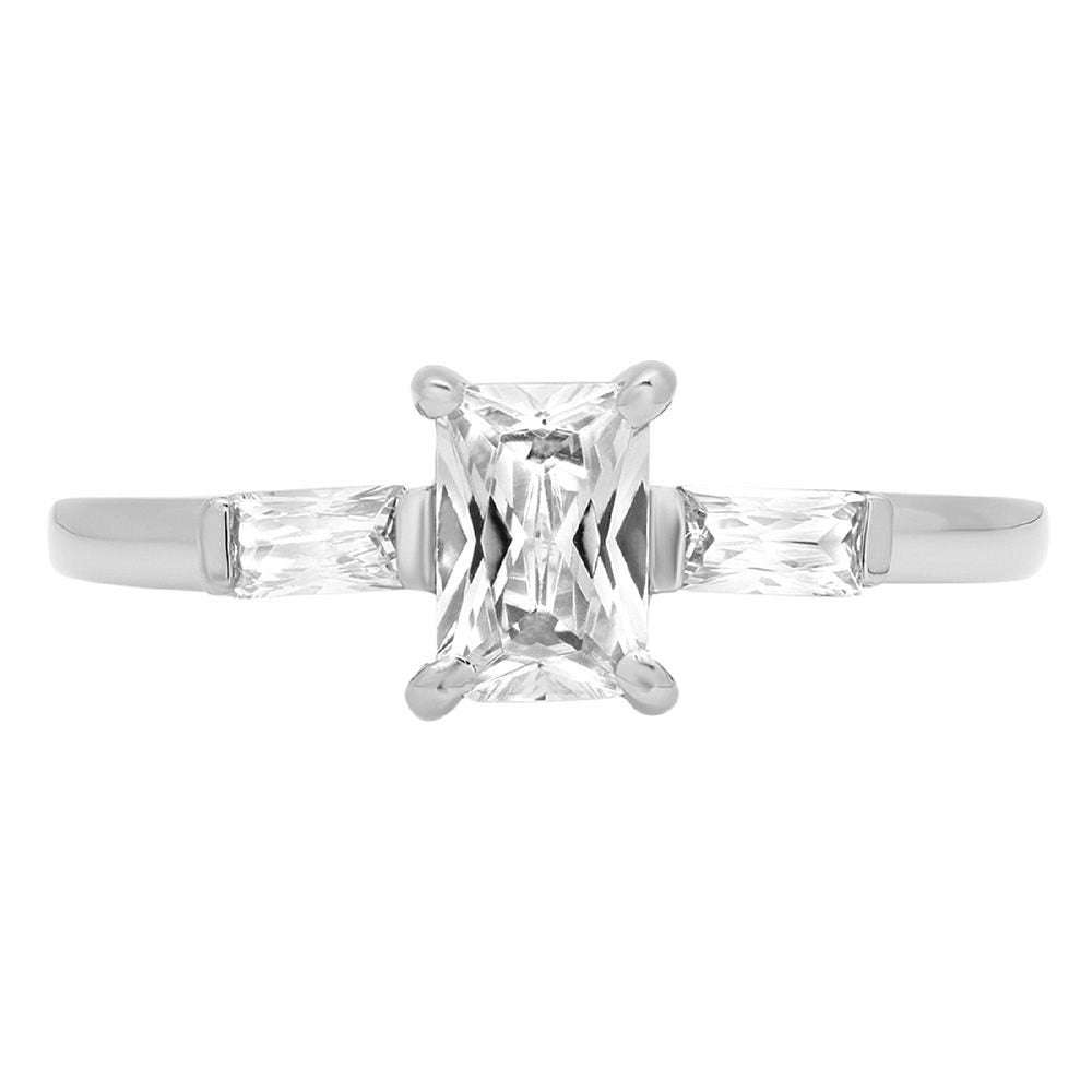 0.8 Ct Brilliant Emerald Cut VVS1 Genuine Conflict Free Clear Simulated Diamond