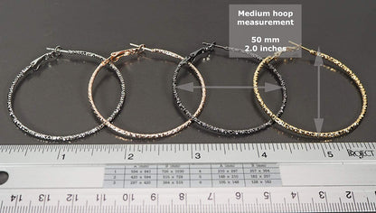 Silver Gold Gunmetal Grey Rhodium Plate Hoop Earrings Set for Women Teen Jewelry
