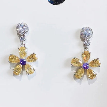 Fashion Bridal Wedding Earrings Jewelry Gifts Silver Plated Lab Diamond Gemstone