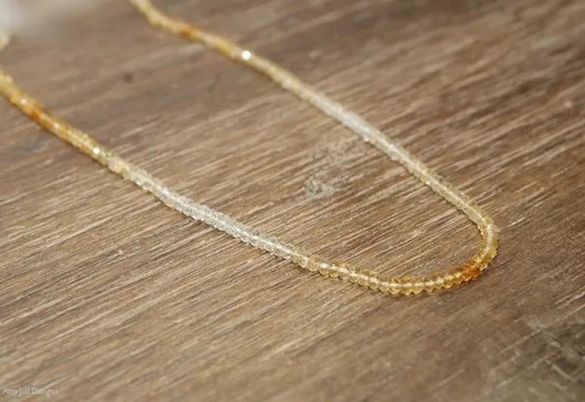 Shaded Citrine Necklace, Sterling Silver or Gold Filled, Citrine Jewelry, Beaded