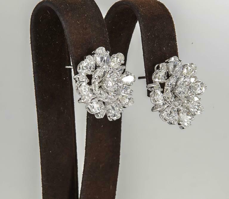 Important Diamond Platinum Button Earrings