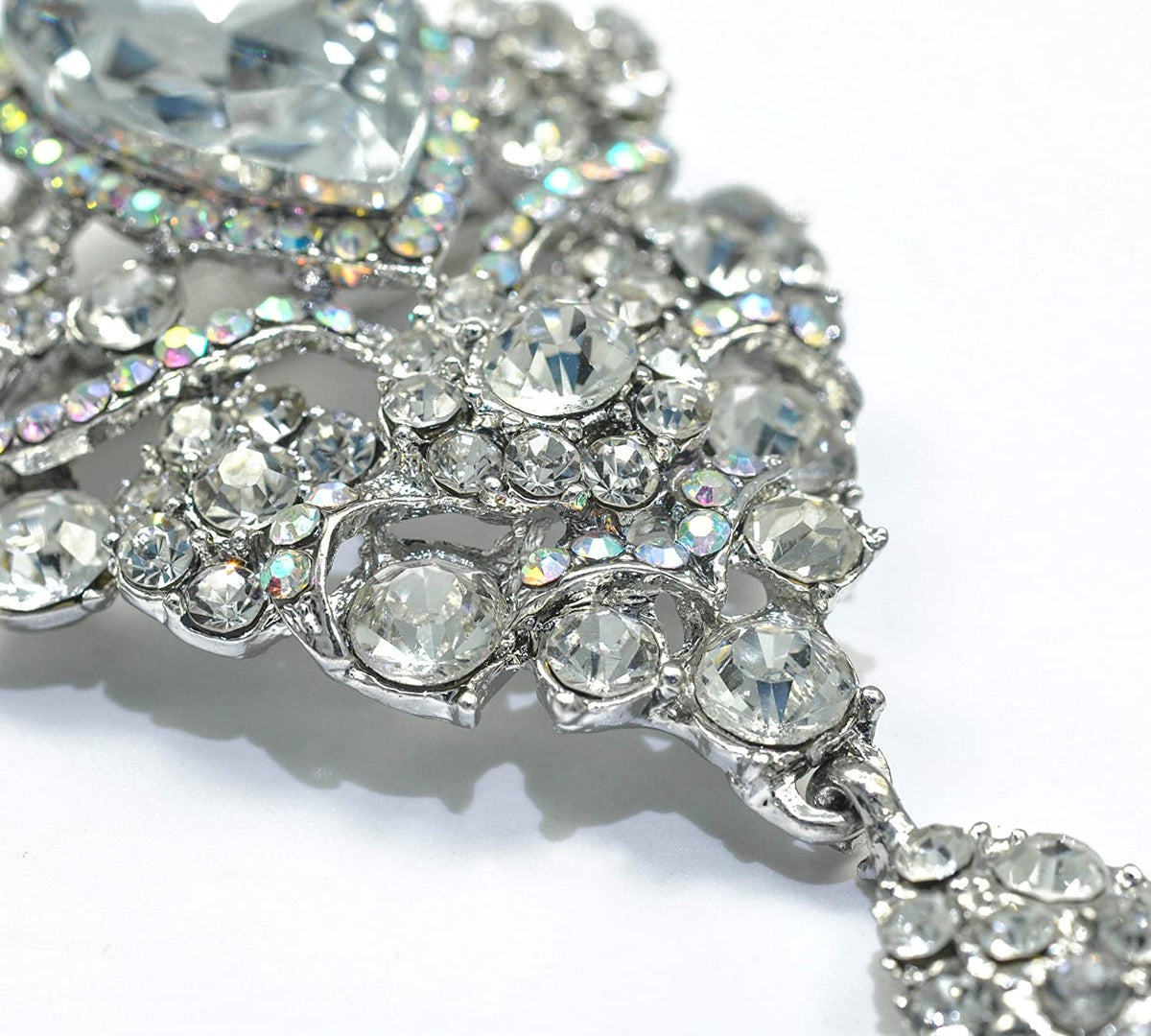 Women'S Austrian Crystal Silver-Tone Bouquet Flower Teardrop Large Gorgeous Broo