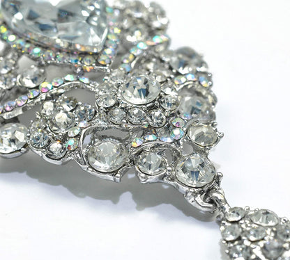 Women'S Austrian Crystal Silver-Tone Bouquet Flower Teardrop Large Gorgeous Broo