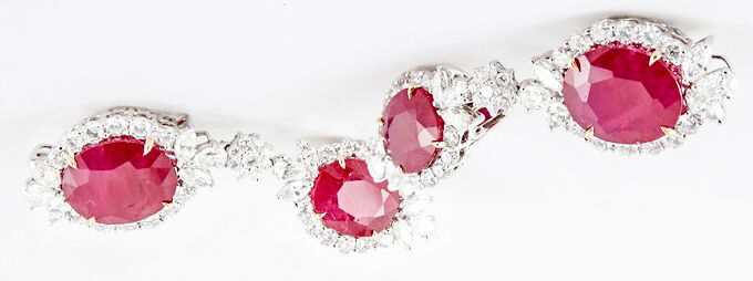 AGT SWISS CERTIFIED RUBIES 32.68CTTW ROUND MARQUISE PEAR 8.65CT DIAMOND EARRING