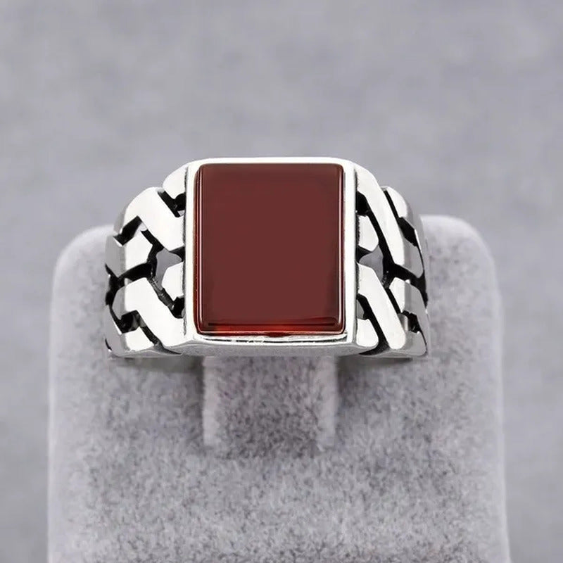 Business Men 4.25CT Natural Square Ruby Ring Fashion 925 Sterling Silver Birthst