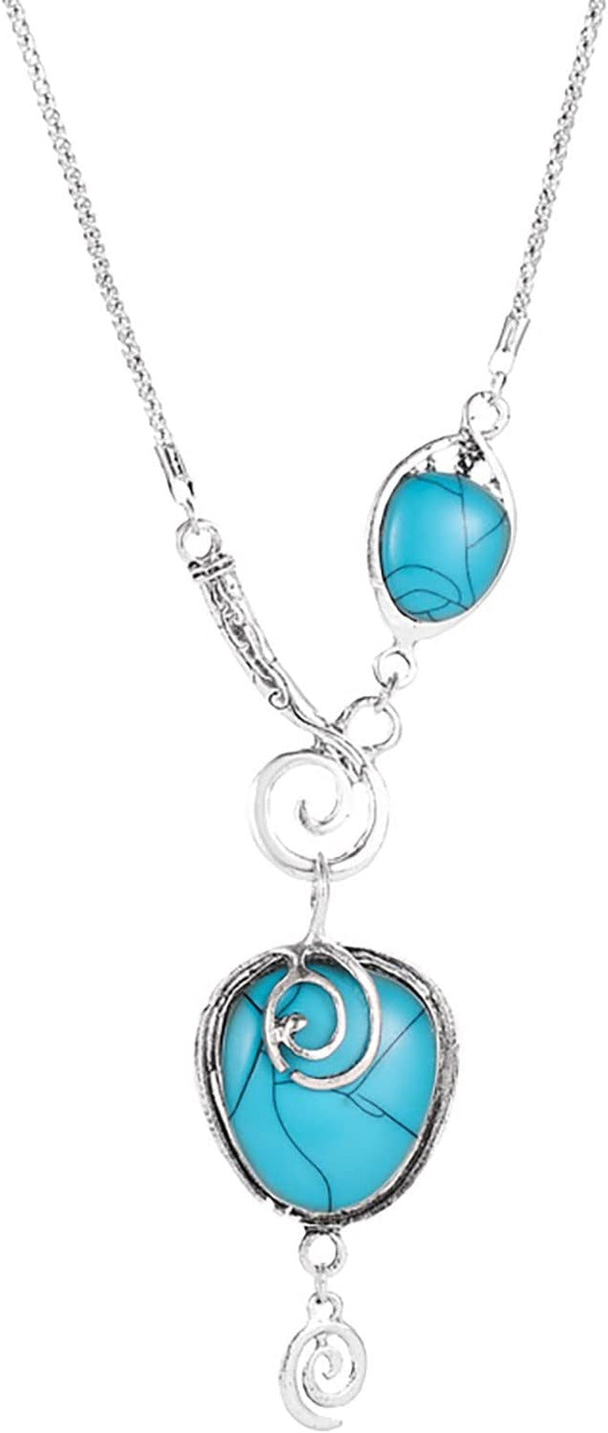 Necklaces for Women Bohemian Exotic Heart Shape Turquoise Necklace Plated with A