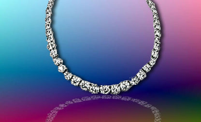 DIAMOND NECKLACE ROUND BRILLIANT BIG HALO GRADUATED AROUND SET CENTER 9.00 MM