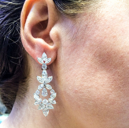DIAMOND 14 PEAR SHAPE 18 MARQUISE SHAPE 8 ROUND BRILLIANT SHAPE DANGLE EARRING