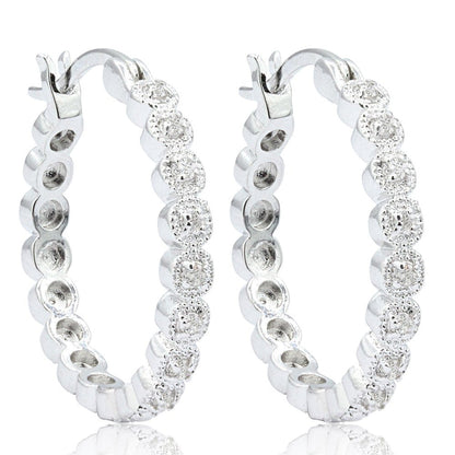 1/4 Carat Diamond Hoop Earrings, 3/4 Inch for Women