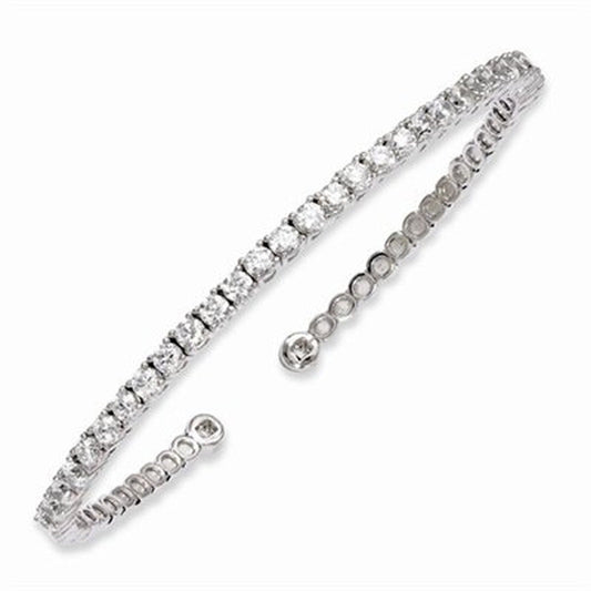 Prong Set Cuff Bracelet with Artificial round Brilliant Diamonds by  Set in Ster