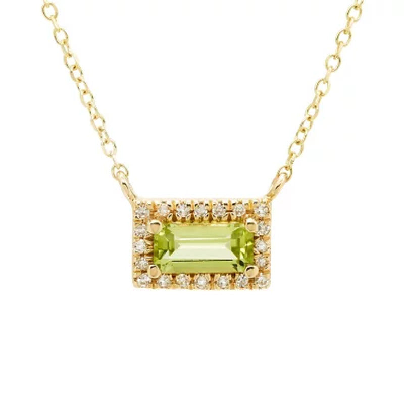 Peridot and .06 CT. T.W. Diamond Pendant in 14K Gold