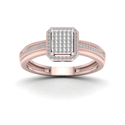 1/5Ct TDW Diamond 10K Rose Gold Halo Engagement Ring