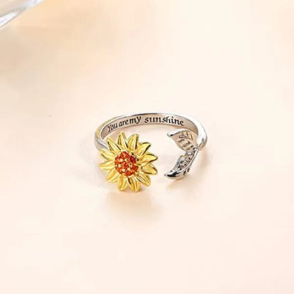Sunflower Ring Fidget Spinner Ring Open Adjustable Ring You Are My Sunshine Ring