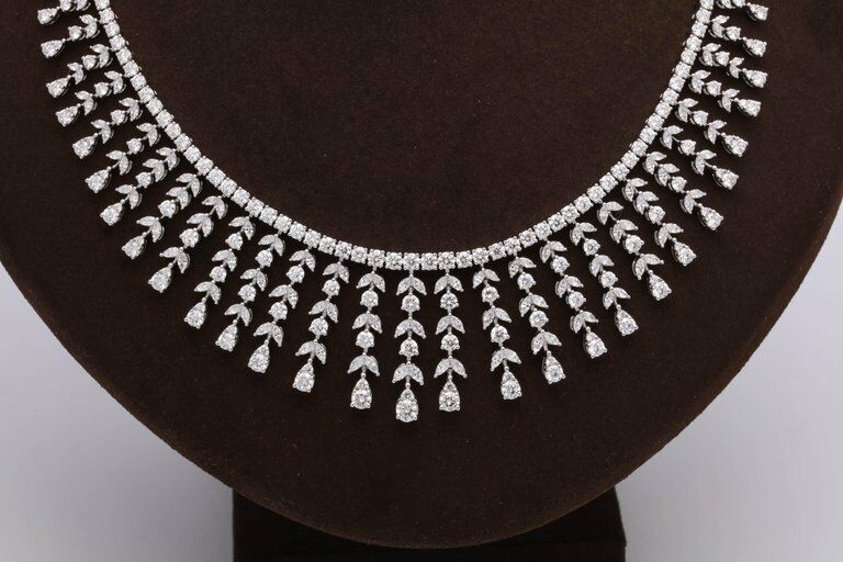 Over 20 Carat Diamond Drop Necklace  22.06 carats  18k white gold