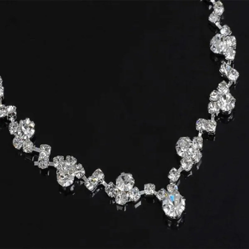 Bridal Wedding Party Jewelry Bridesmaid Crystal Necklace Earring Set