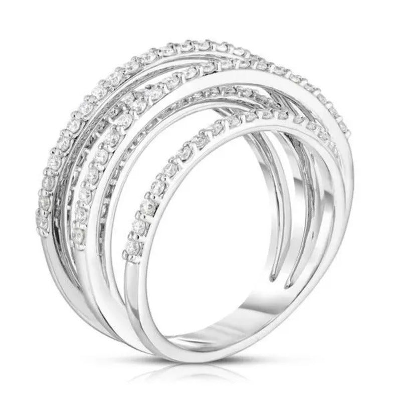 Multilayer Design 925 Sterling Silver Diamond Stacking Ring Engagement Wedding R