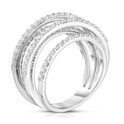 Multilayer Design 925 Sterling Silver Diamond Stacking Ring Engagement Wedding R