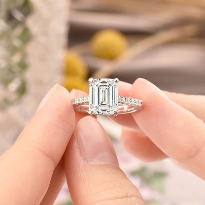 SHELOVES 3 Carat Emerald Cut Engagement Rings AAAAA White Cz 925 Sterling Silver