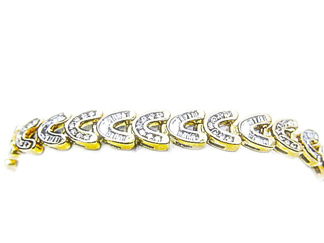 5.93 CT DIAMOND ROUND BRILLIANT BAGUETTE SHAPE CHANNEL SET DIAMOND BRACELET 14 K