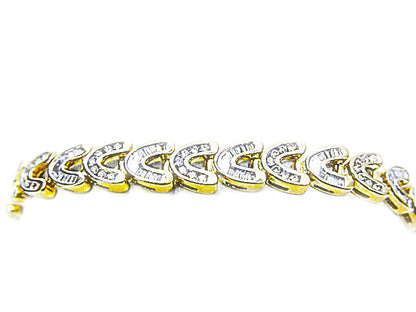 5.93 CT DIAMOND ROUND BRILLIANT BAGUETTE SHAPE CHANNEL SET DIAMOND BRACELET 14 K