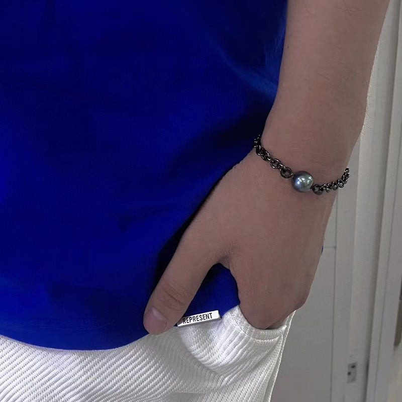 Adjustable Length of Silver Pearl Bracelet