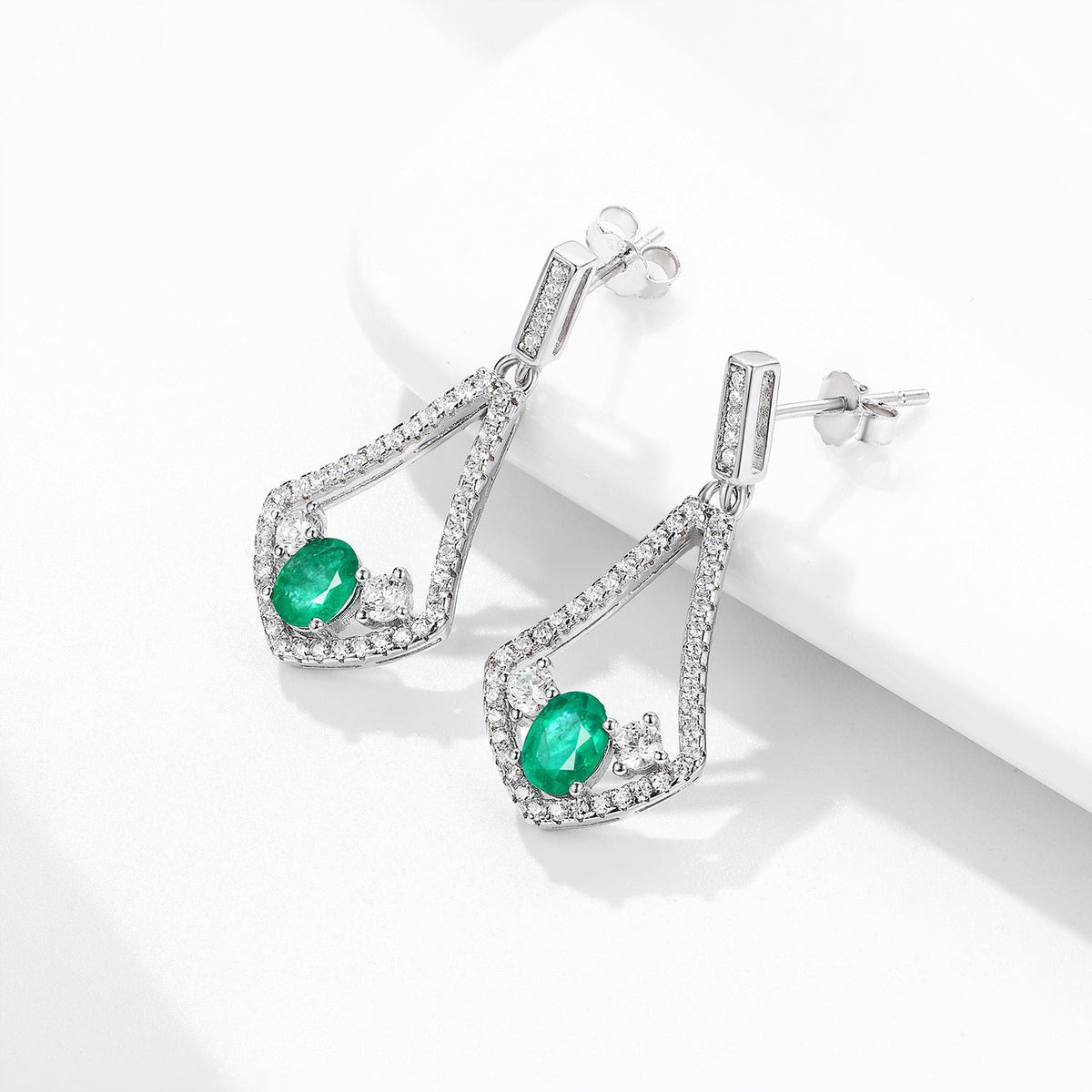 Natural Emerald Earrings for Female Korean Version High Quality Zirconium Earrin