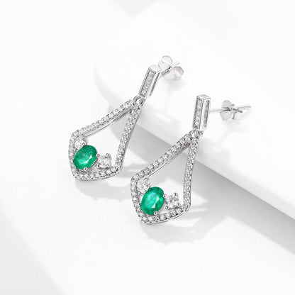 Natural Emerald Earrings for Female Korean Version High Quality Zirconium Earrin