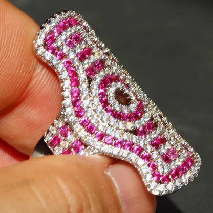 925 Silver Natural Gemstones Ring Ruby & White Sapphire Wedding Birthstone Bride
