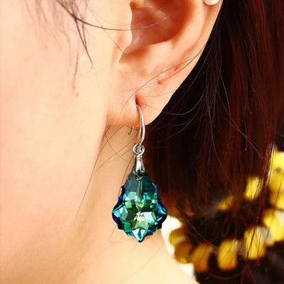 Zircon Earrings Exquisite Fashion Silver Plated Earrings Colorful Stud Earrings