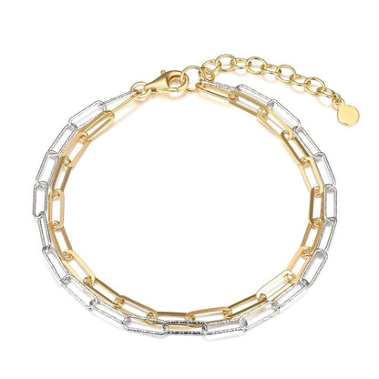 Double Link Paper Clip Bracelet, 6.75" + 1.25" Extension, Adult Female