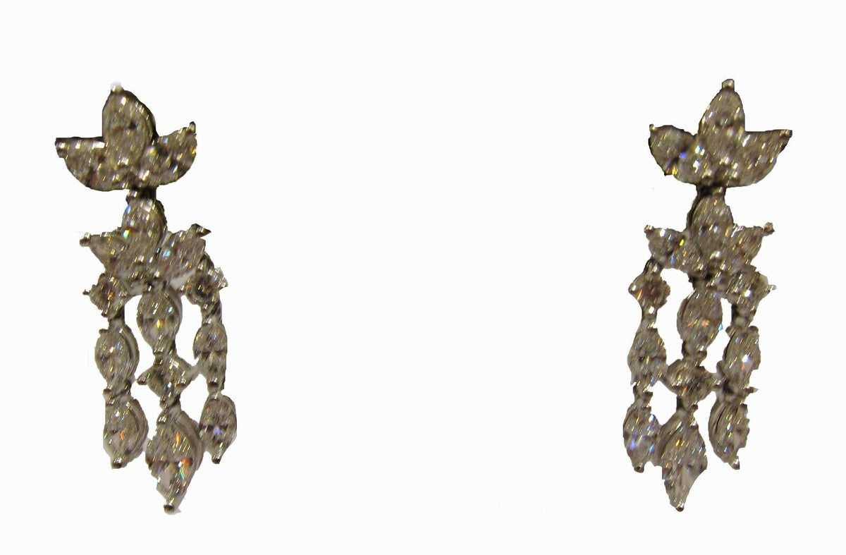 DIAMOND EARRING DANGLE 24 MARQUISE 6 ROUND SHAPE SET DIAMOND