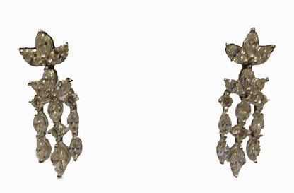 DIAMOND EARRING DANGLE 24 MARQUISE 6 ROUND SHAPE SET DIAMOND