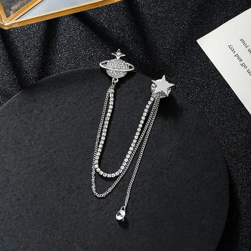 Star Brooch Female Diamond Tassel Pin Simple Fashion Pendant Clothing Accessorie