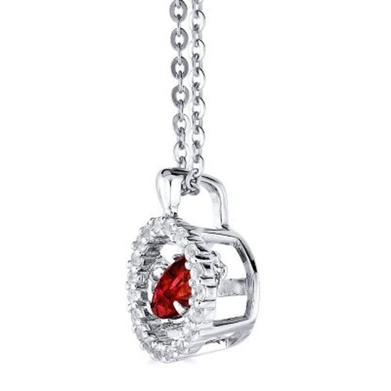 Dancing Genuine Garnet and Lab Created White Sapphire Pendant and Earring Set in