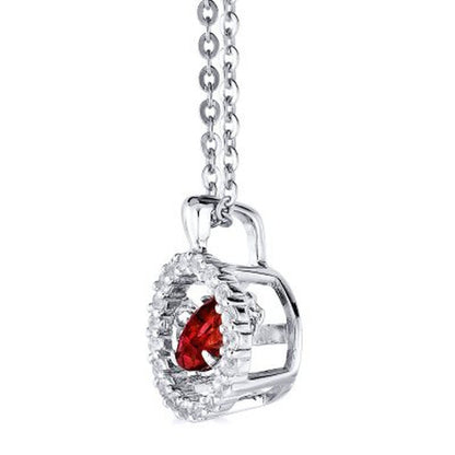 Dancing Genuine Garnet and Lab Created White Sapphire Pendant and Earring Set in