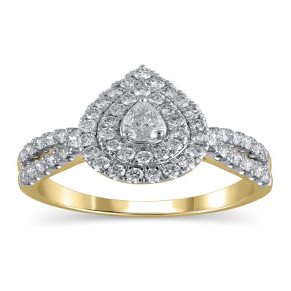 1 Carat T.W. (I2 Clarity, H-I Color) Brilliance Fine Jewelry Pear Cut Diamond En