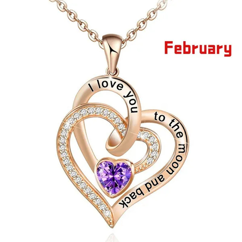 Ladies Heart-Shaped Necklace Plated 925 Sterling Silver Birthday Jewelry I Love